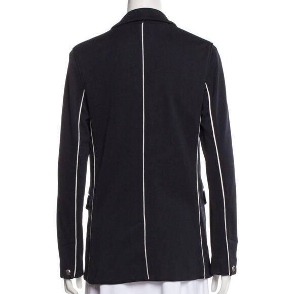 Rag & Bone Sandrine Navy Blue Knit White Piped Sporty Slim Blazer 8 $550 - Picture 7 of 10